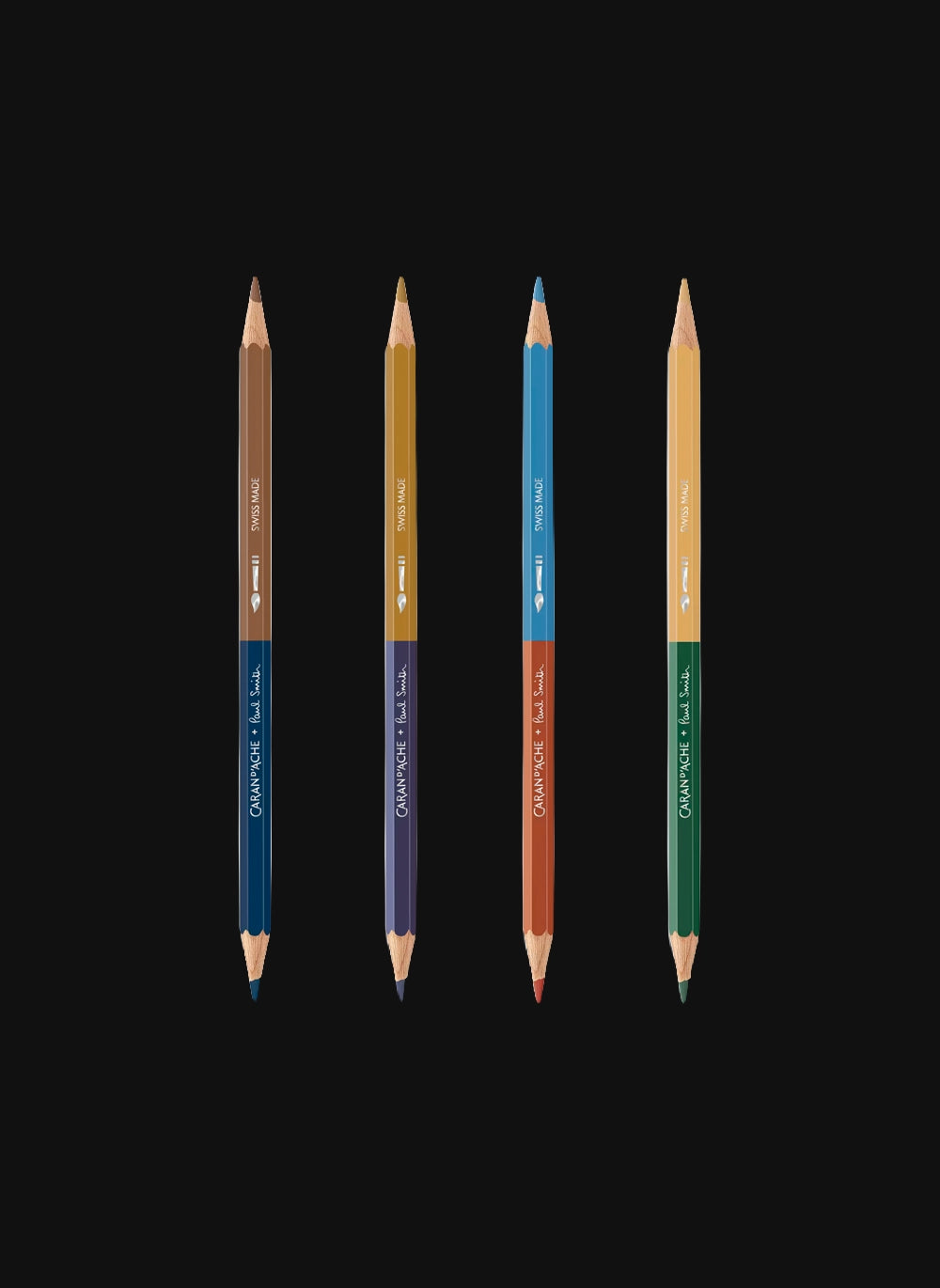 CARAN D'ACHE Paul Smith Set of 12 Bicolor Pencils and Brush