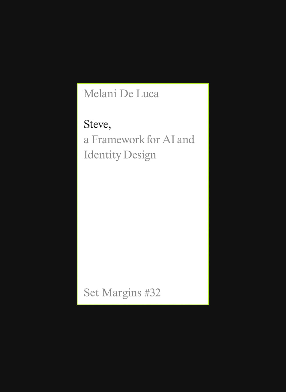 Steve: A Framework for AI and Identity Design