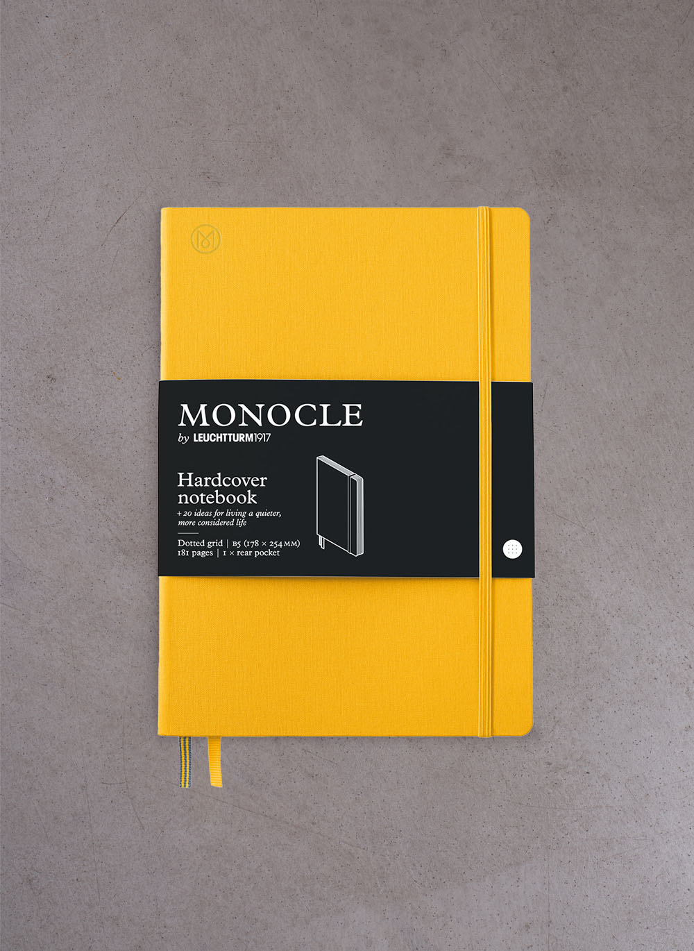 Hardcover Notebook Monocle, Dotted grid, B5, Yellow