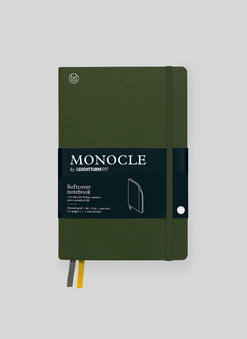 Softcover Notebook Monocle, Dotted grid, B6+, Olive