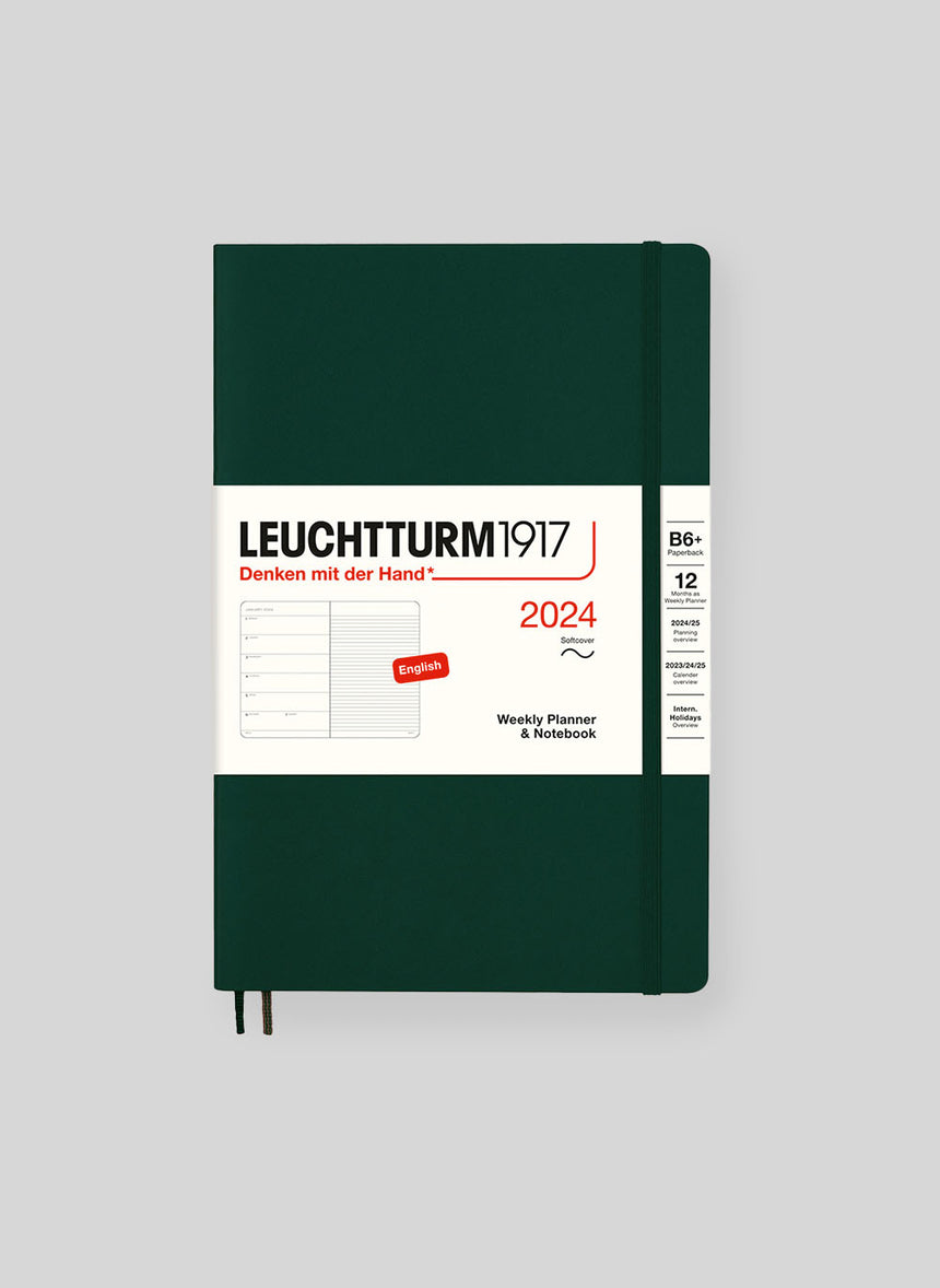 Weekly Planner and Notebook 2024, Softcover, B6+, Forrest Green