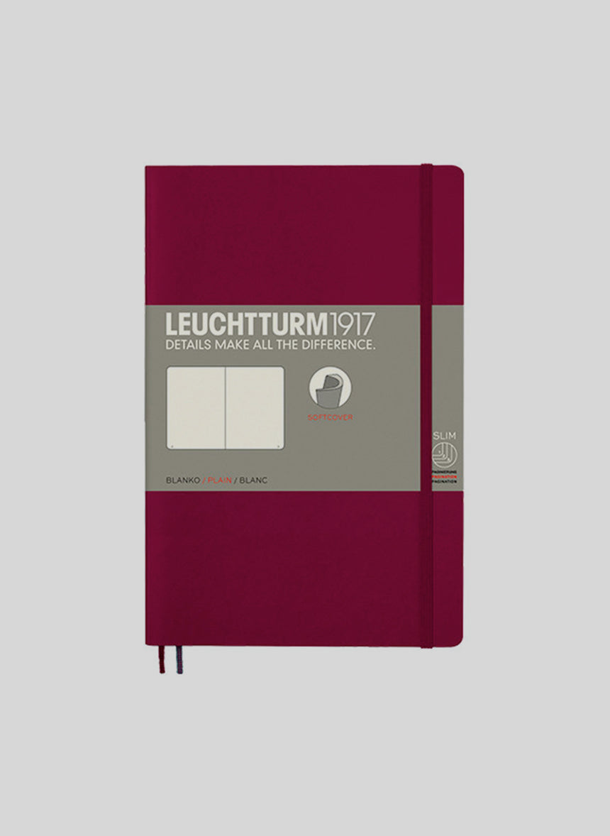 Softcover Notebook Leuchtturm1917, Plain, B6+, Port Red